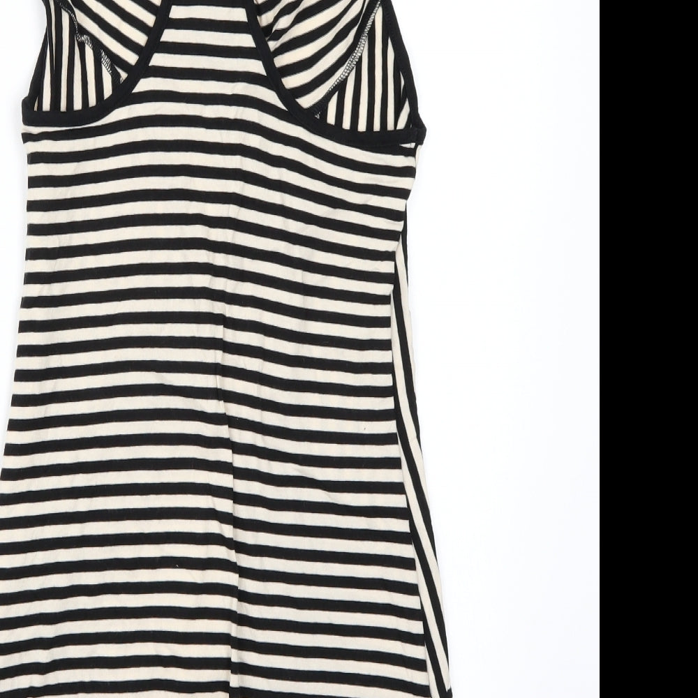 Miss Selfridge Womens White Striped A-Line Size 10