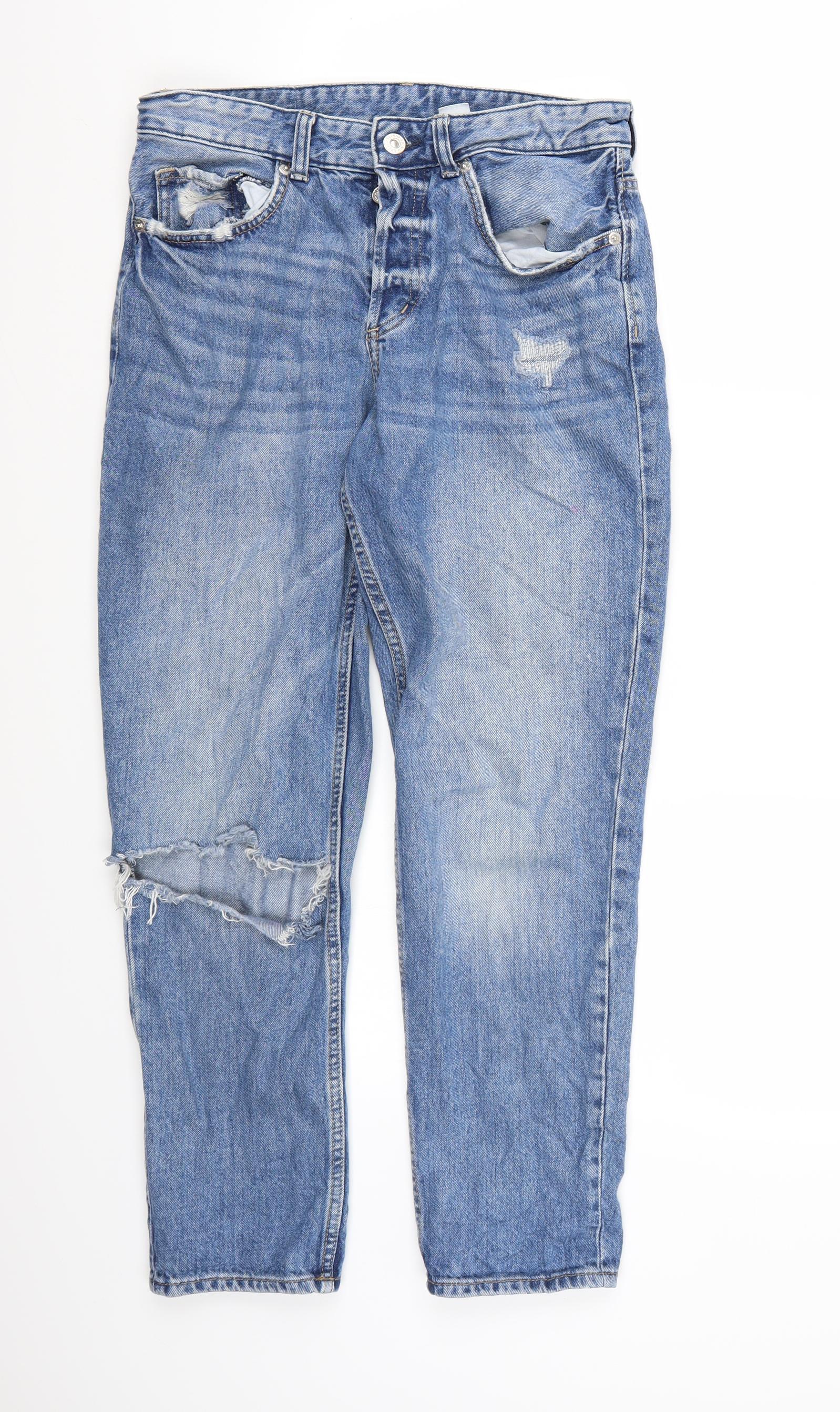\u0026DENIM Womens Blue Denim Boyfriend Jeans L26 in – Preworn