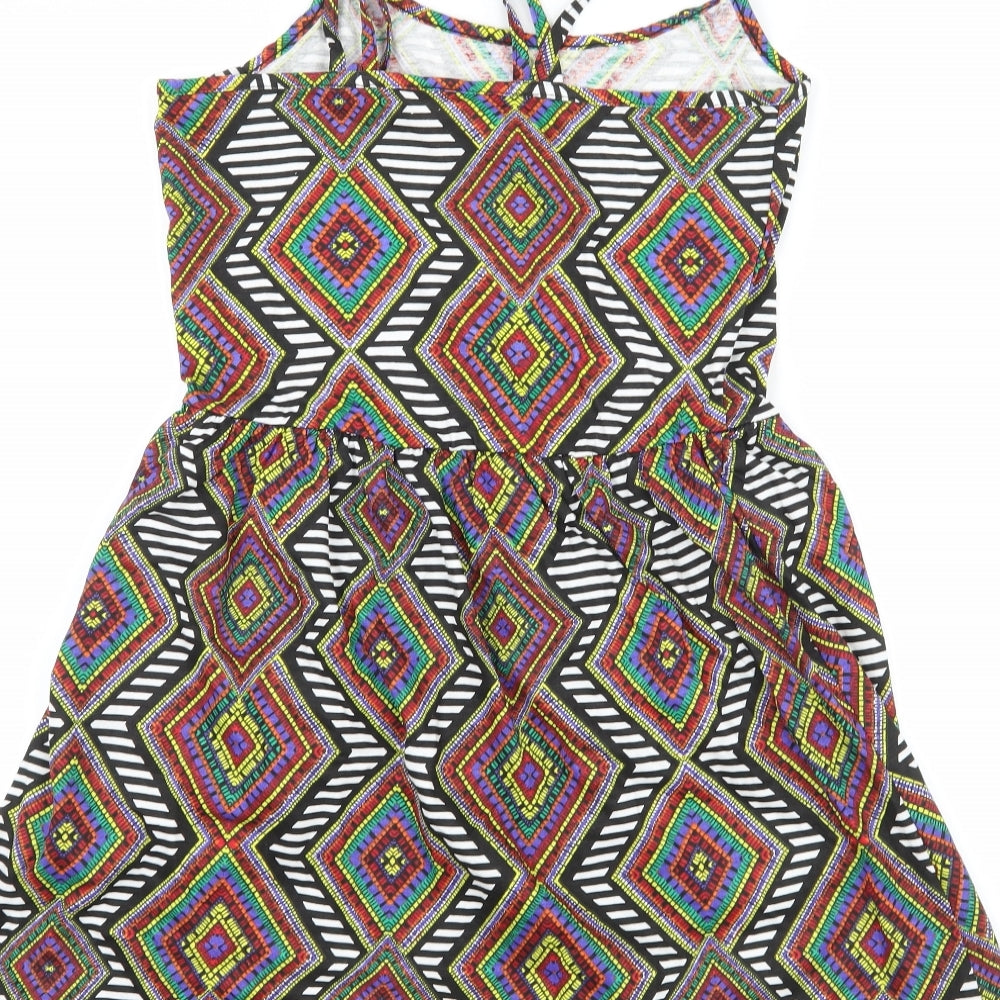 Ocean Club Womens Multicoloured Geometric Jersey Slip Dress Size 10