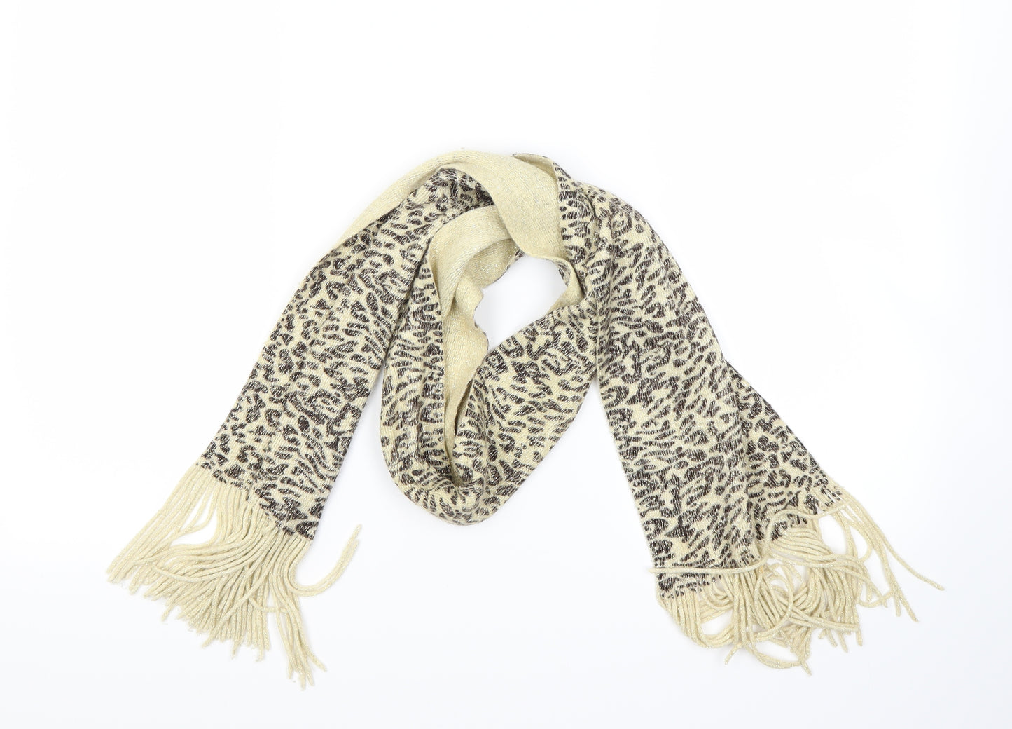 Preworn Womens Gold Animal Print Scarf
