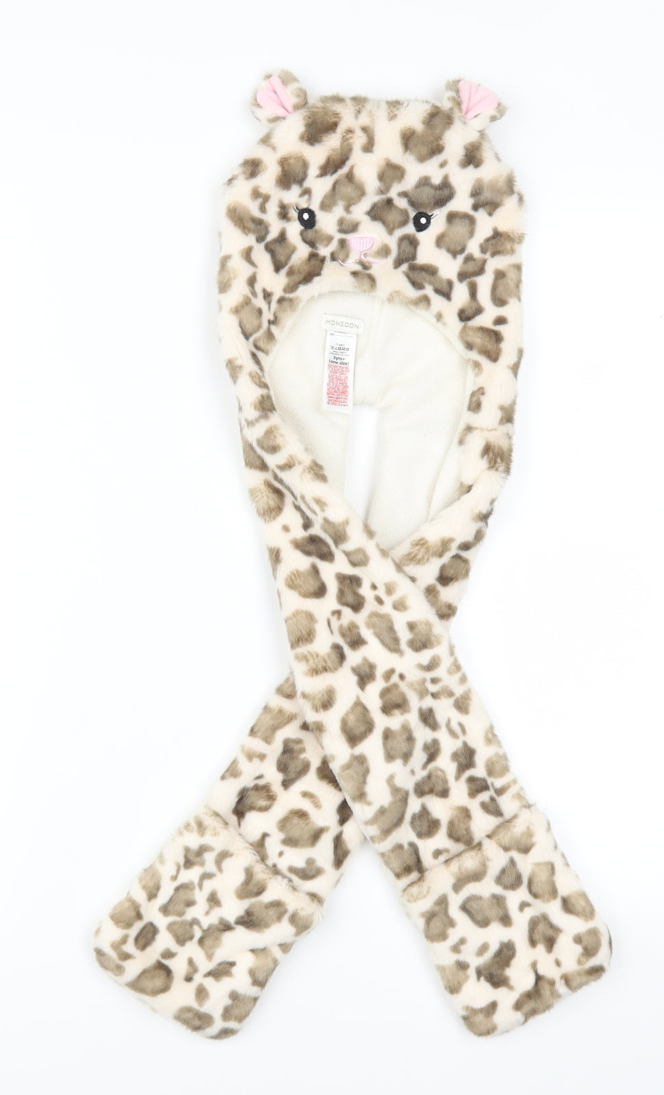 Monsoon Girls Beige Animal Print Scarf Scarves & Wraps One Size - Cheetah Hat and Scarf