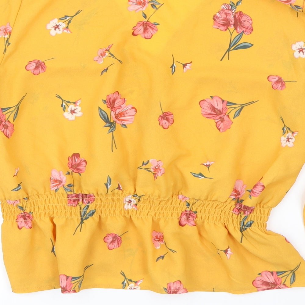 H&M Womens Yellow Geometric Basic Blouse Size 8