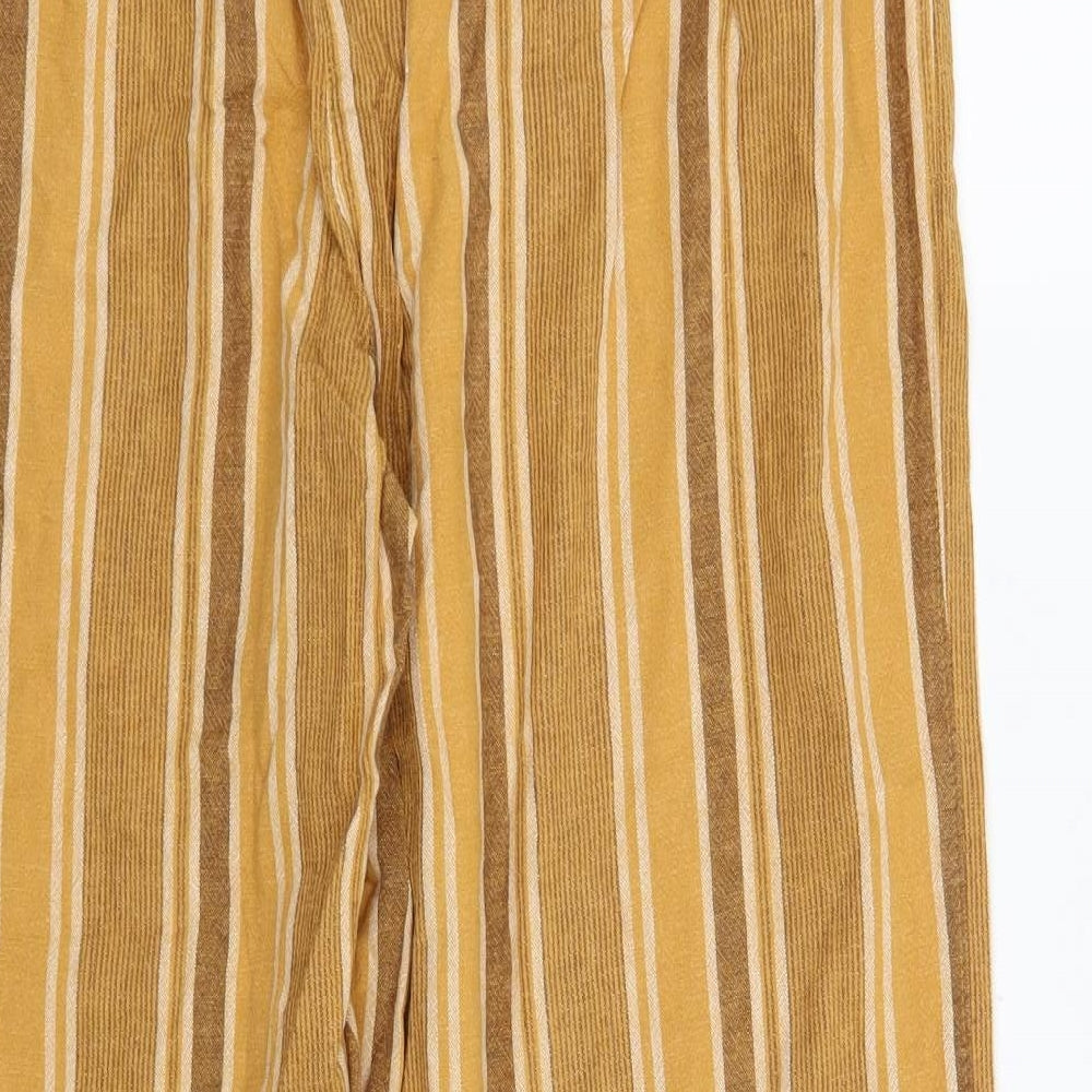 Bonmarché Womens Yellow Striped Trousers Size 16 L27 in