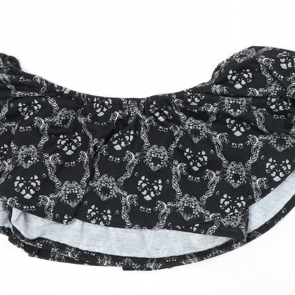 #LOTD Womens Black Paisley Cropped T-Shirt Size 8