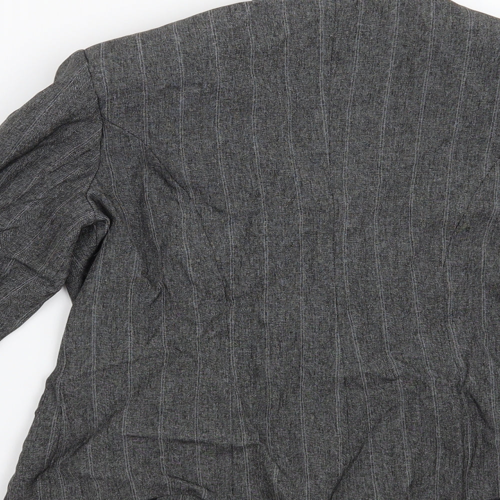 Preworn Womens Grey Striped Jacket Blazer Size 10