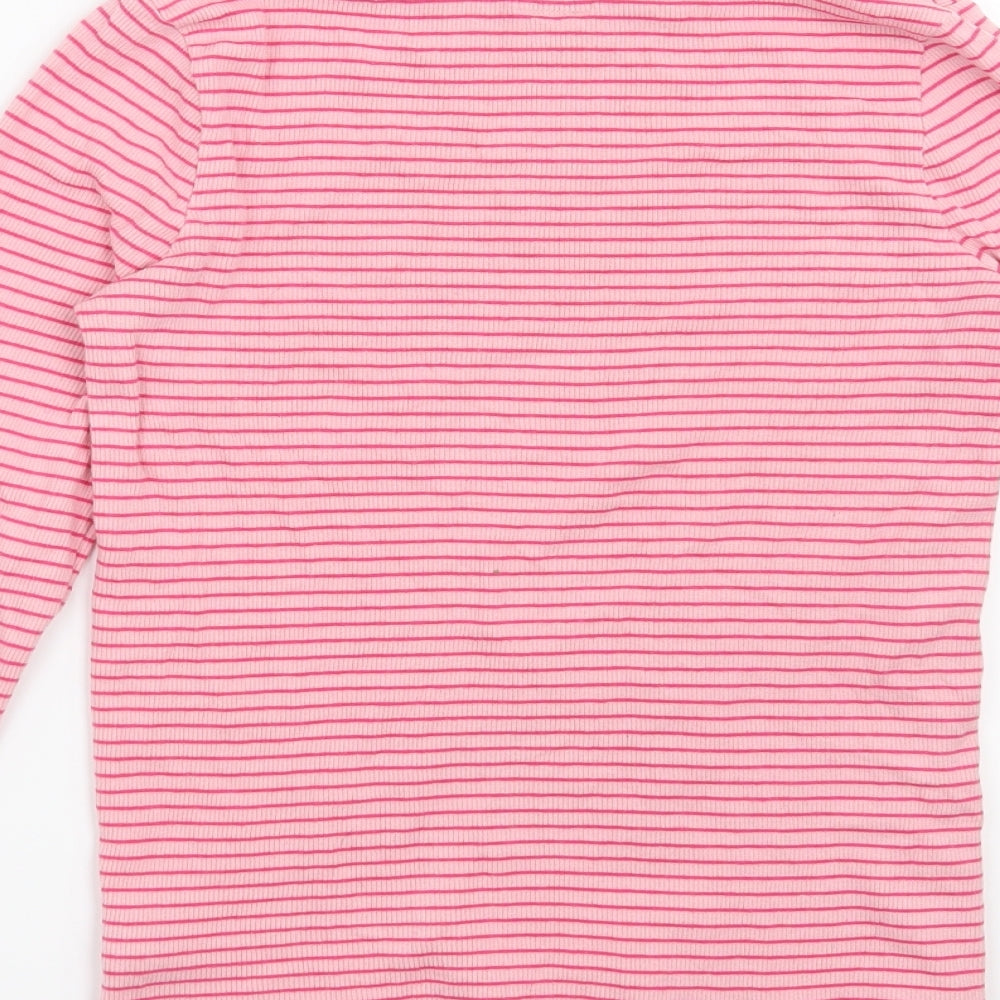 F&F Girls Pink Striped Basic T-Shirt Size 13-14 Years