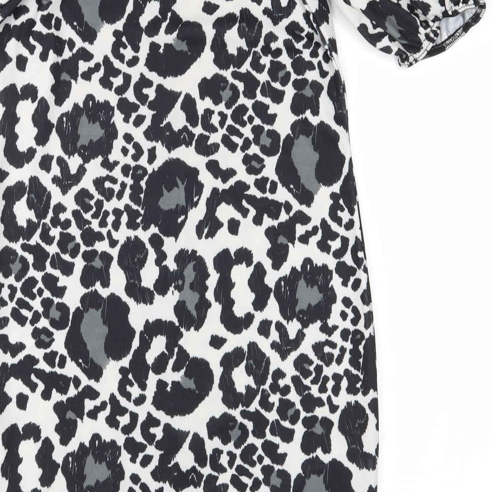 Boohoo Womens Black Animal Print Bodycon Size 8