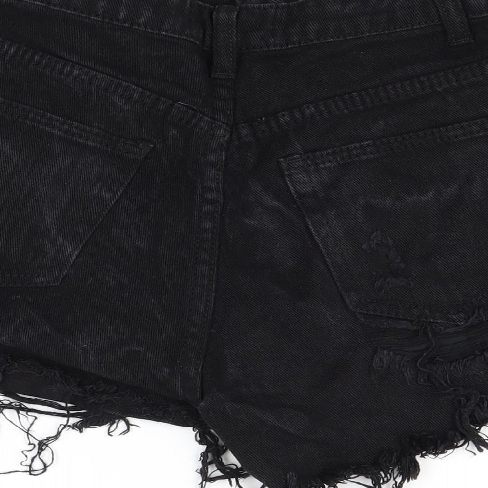 Missguided Womens Black Denim Cut-Off Shorts Size 8