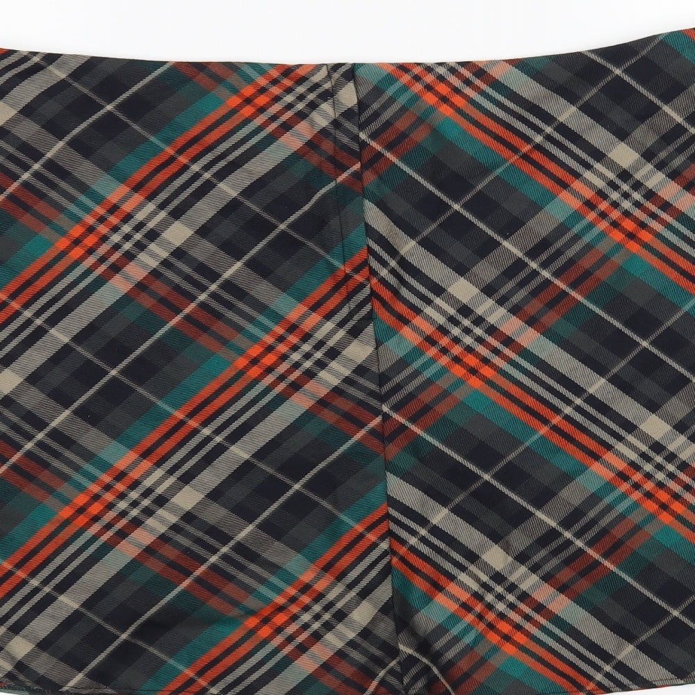 Primark Womens Orange Check Pleated Skirt Size 18