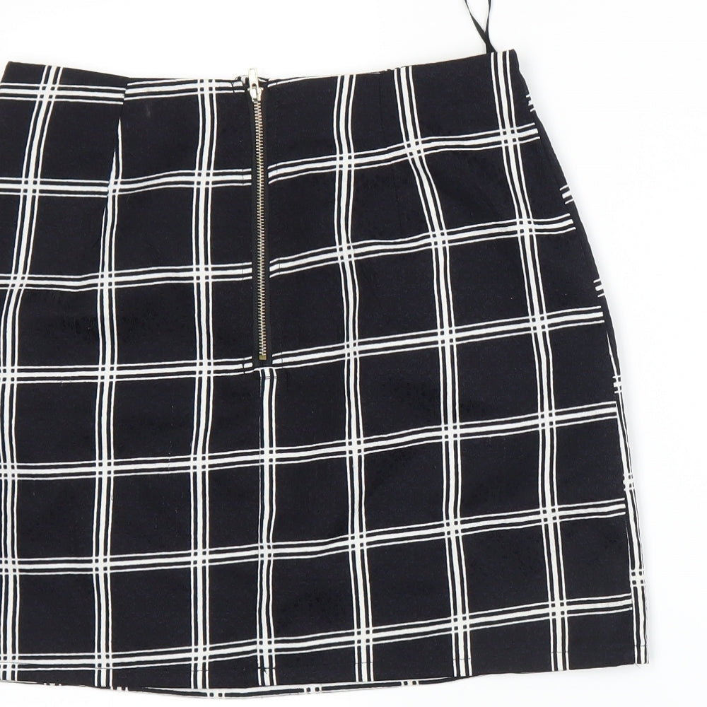 Urmoda Womens Black Plaid A-Line Skirt Size XS
