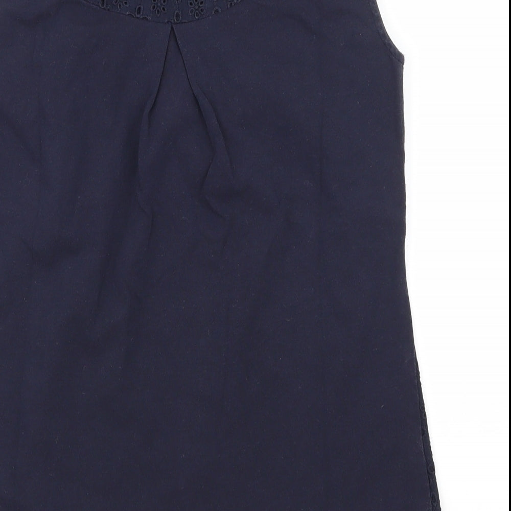 Amphora Womens Blue Floral Basic T-Shirt Size 8