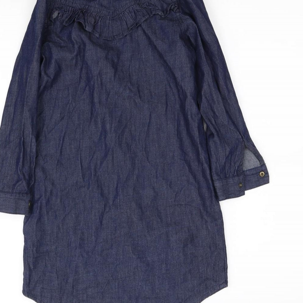 bluezoo Girls Blue Basic Button-Up Size 7 Years
