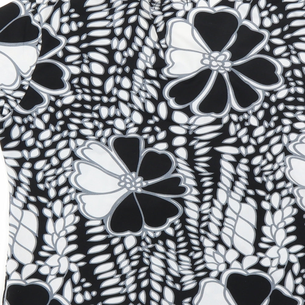 Alexara Womens Black Floral Basic Blouse Size 16
