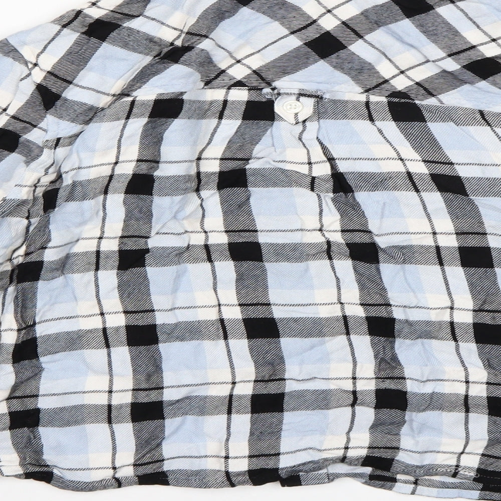 Marks and Spencer Womens Blue Check Basic Button-Up Size 14