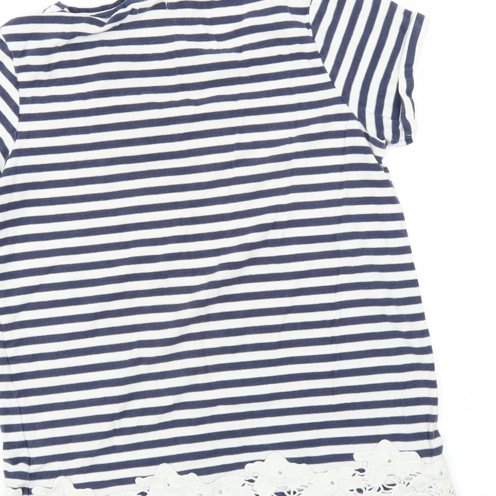 NEXT Girls Blue Striped Basic T-Shirt Size 14 Years