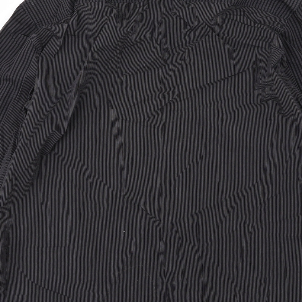 NEXT Mens Grey Striped Woven Button-Up Size L