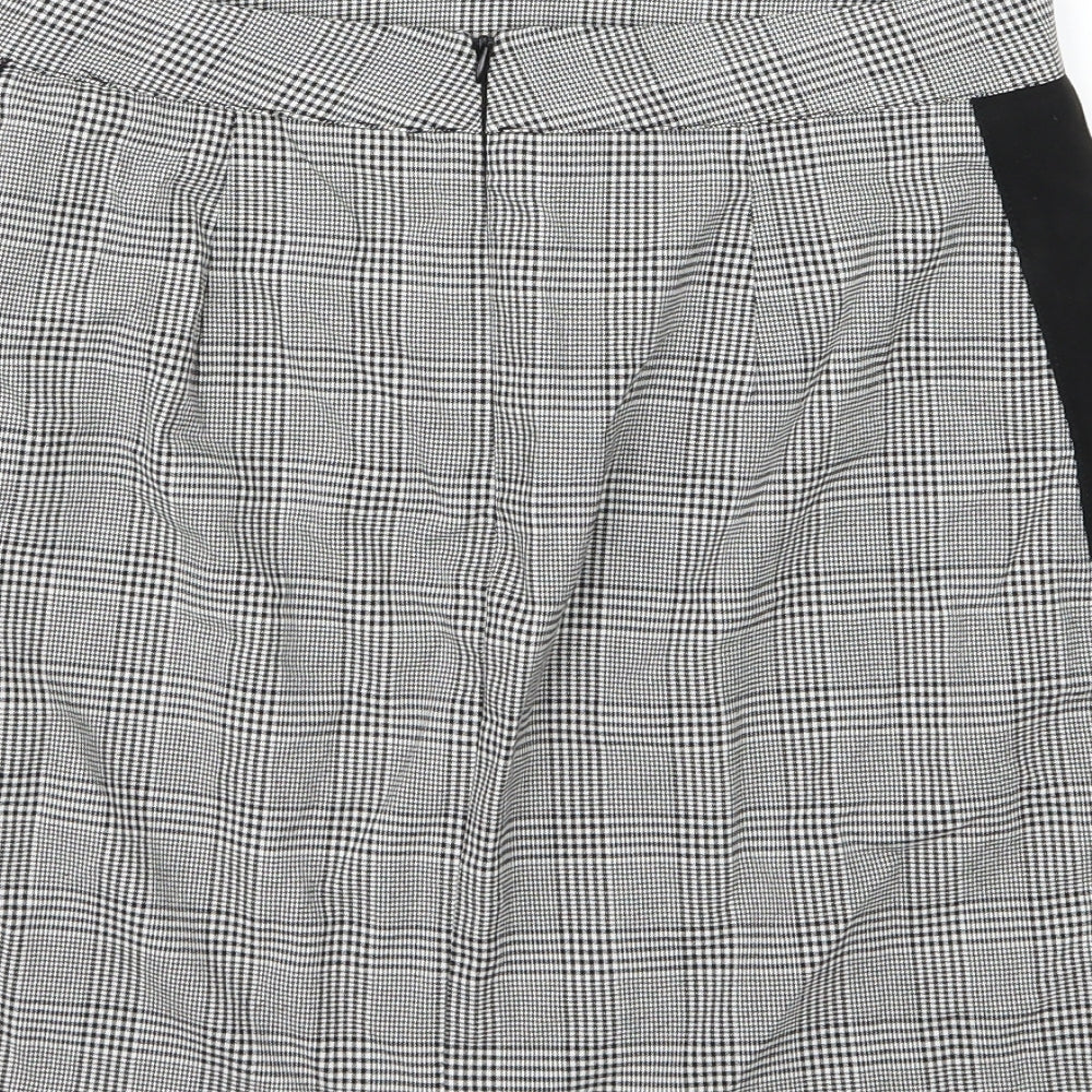 New Look Womens Black Houndstooth A-Line Skirt Size 12