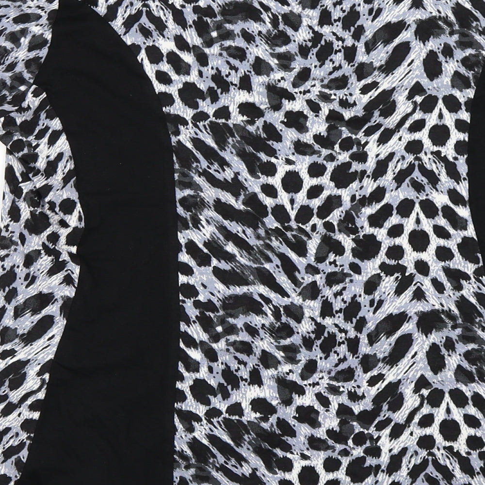 Annabelle Womens Black Animal Print Basic T-Shirt Size 16