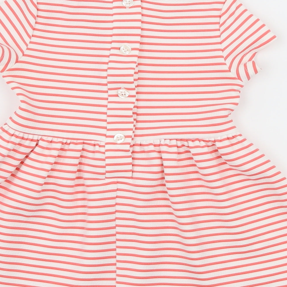 Young Dimension Girls Pink Striped Jersey Skater Dress Size 12-18 Months