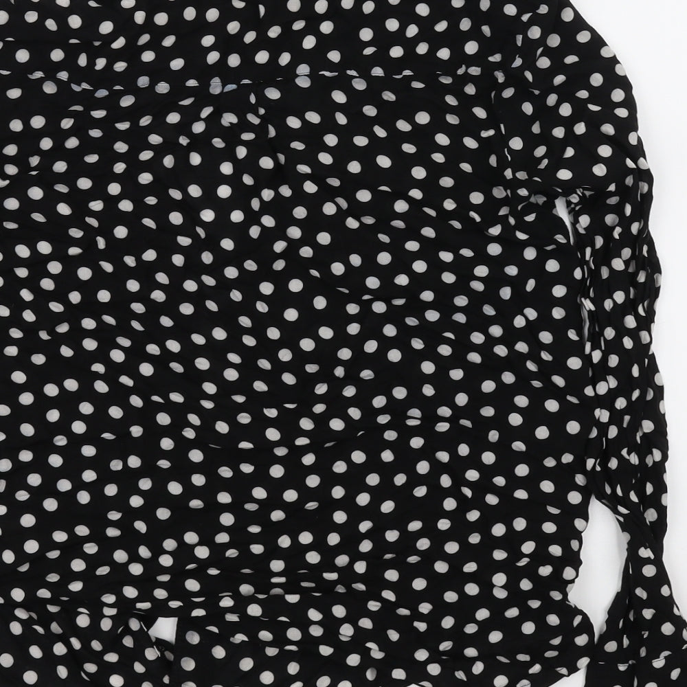 NEXT Womens Black Polka Dot Basic Button-Up Size 8
