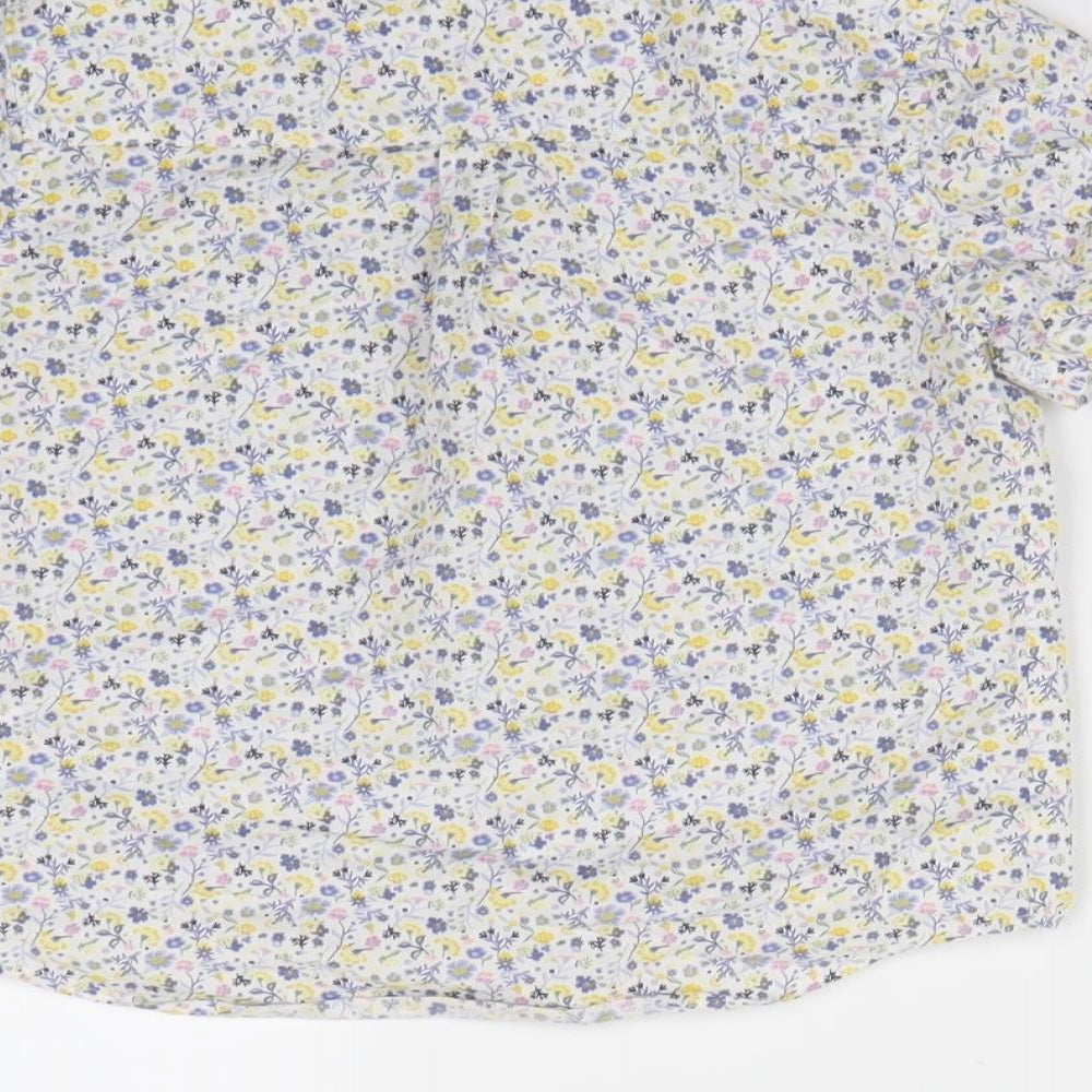 Preworn Boys White Floral Basic Button-Up Size 3-4 Years