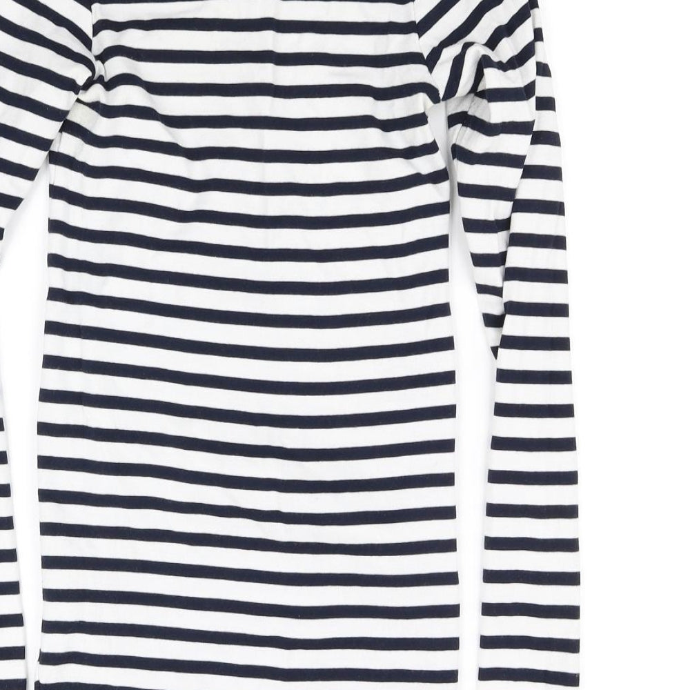 H&M Womens White Striped Basic T-Shirt Size S