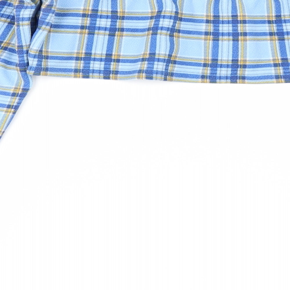 Boohoo Womens Blue Check Cropped T-Shirt Size 10