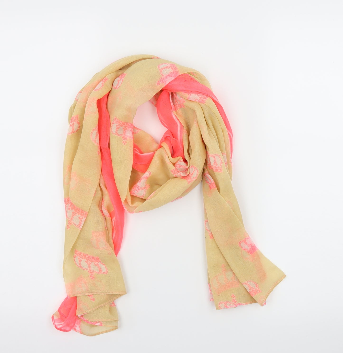 Preworn Womens Yellow Geometric Scarf