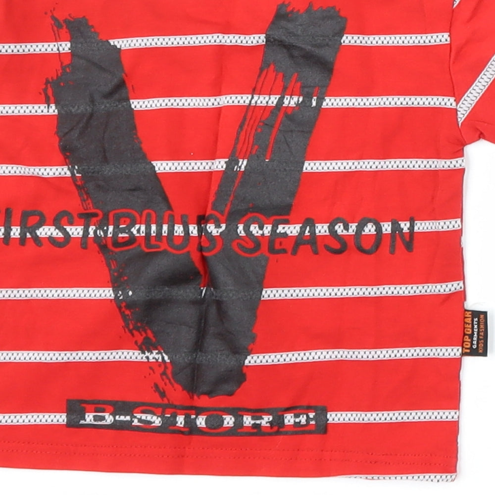 Top Gear Boys Red Striped Basic T-Shirt Size 9-12 Months