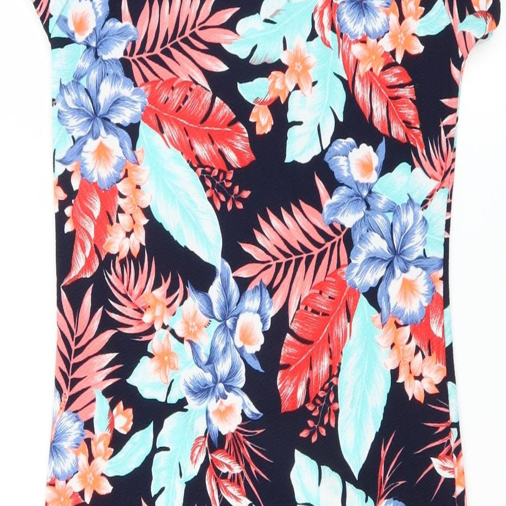 Boohoo Womens Blue Floral T-Shirt Dress Size 10