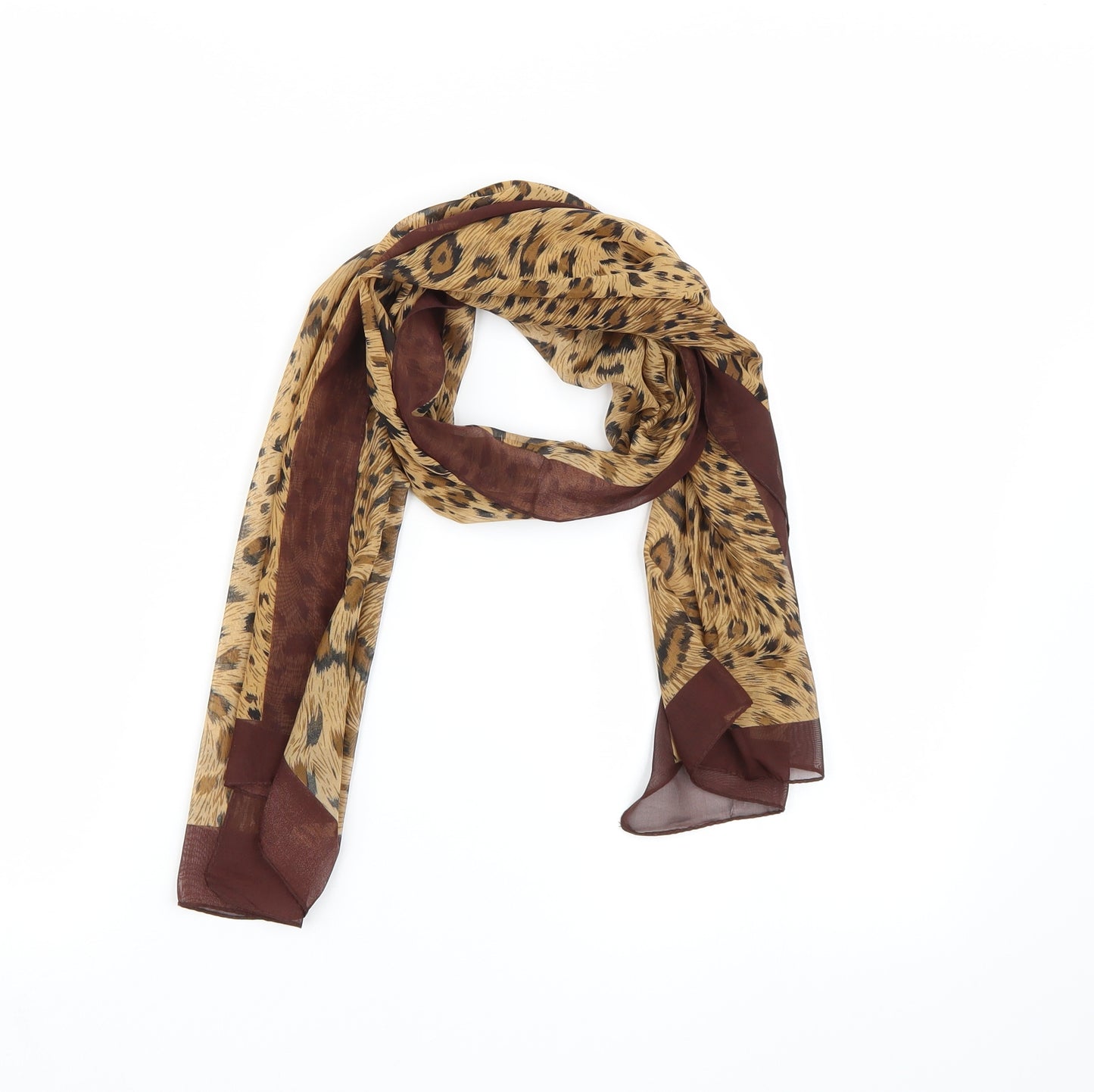 Preworn Womens Brown Animal Print Scarf