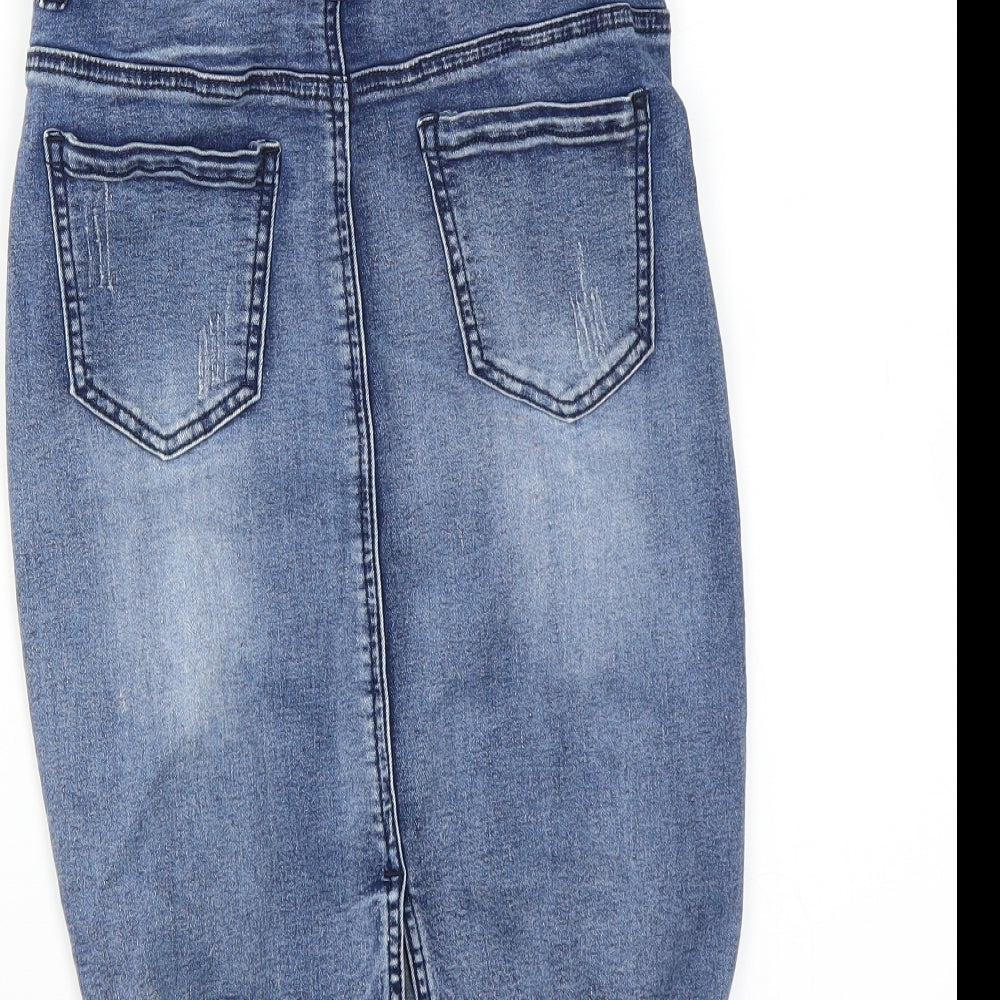 Girl VIVI Womens Blue Straight & Pencil Skirt Size 8 - DISTRESSED