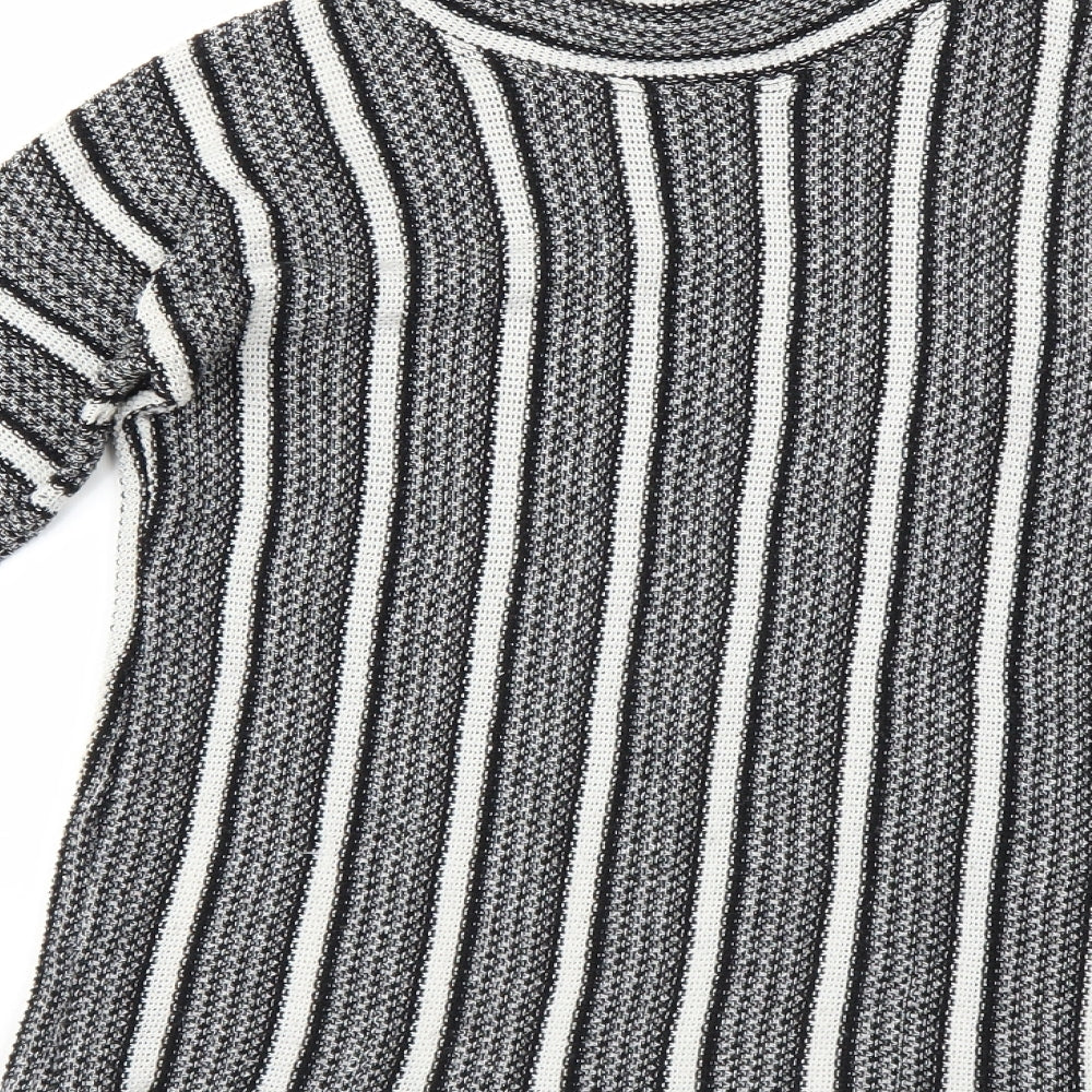 Topshop Womens Black Striped Pullover Jumper Size 8