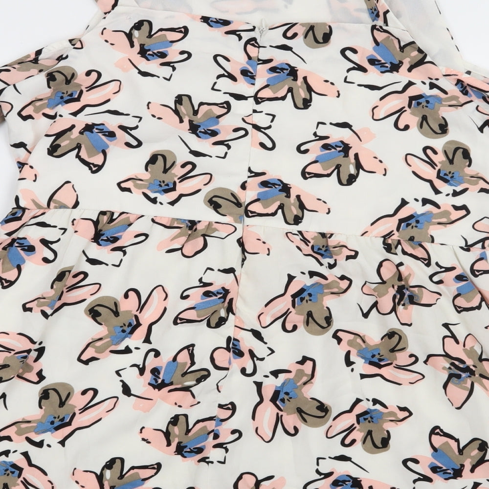 Parisian Collection Womens White Floral Playsuit One-Piece Size 16