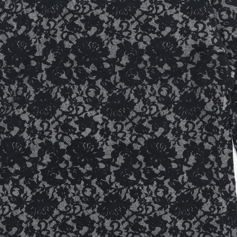 Dorothy Perkins Womens Grey Floral Basic T-Shirt Size 14