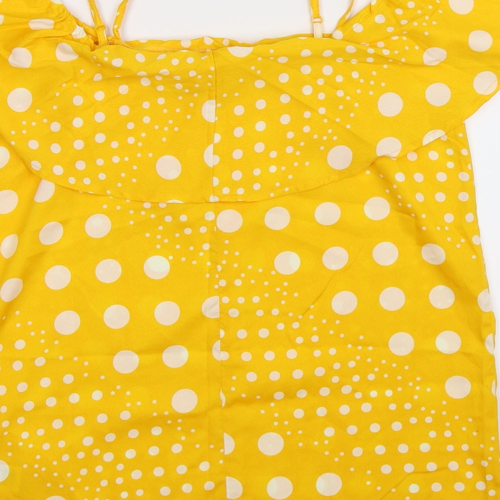 Pep&Co Womens Yellow Polka Dot Basic Tank Size 8