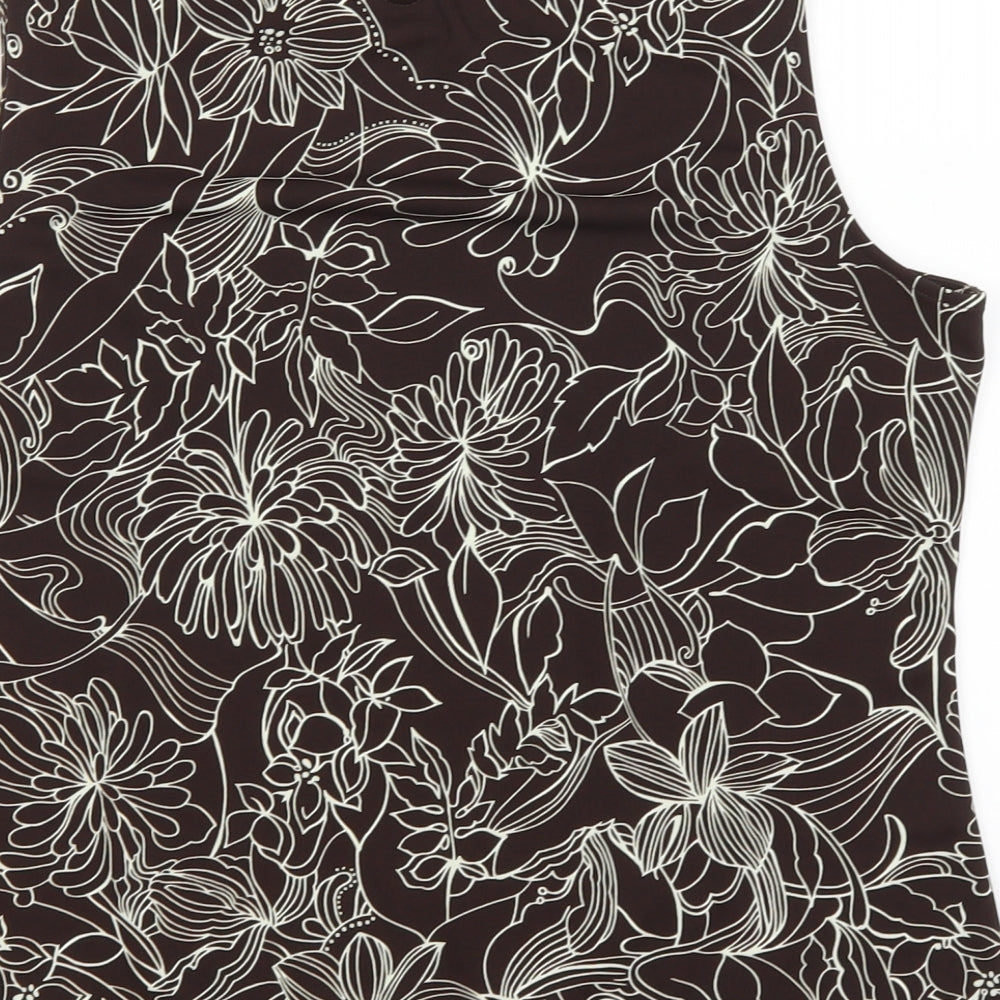 Marks and Spencer Womens Brown Floral Basic Blouse Size 16