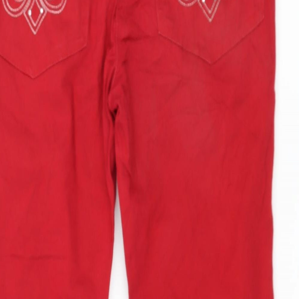 Preworn Womens Red Denim Trousers Size 28 in L24 in