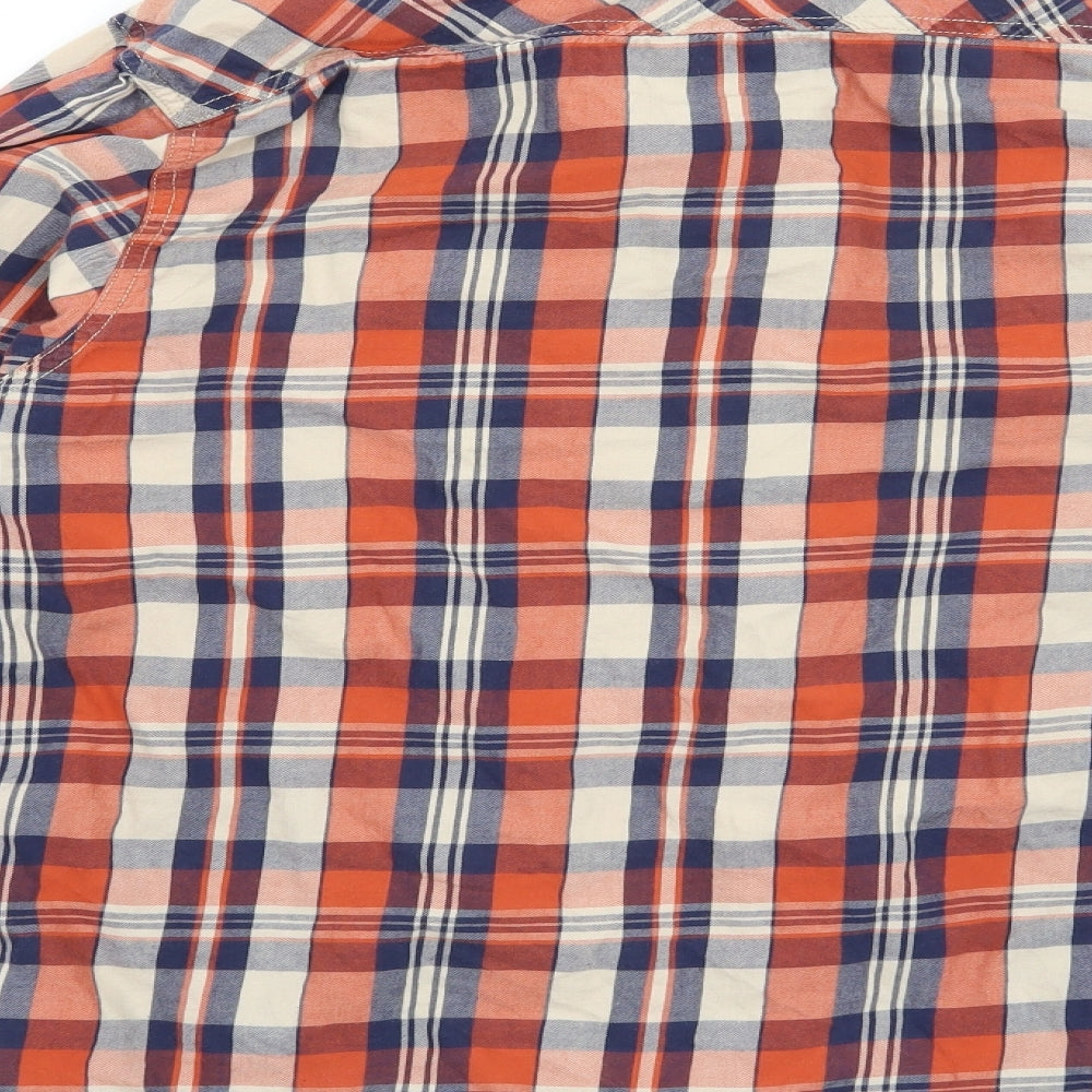 Peacocks Mens Orange Check Button-Up Size M