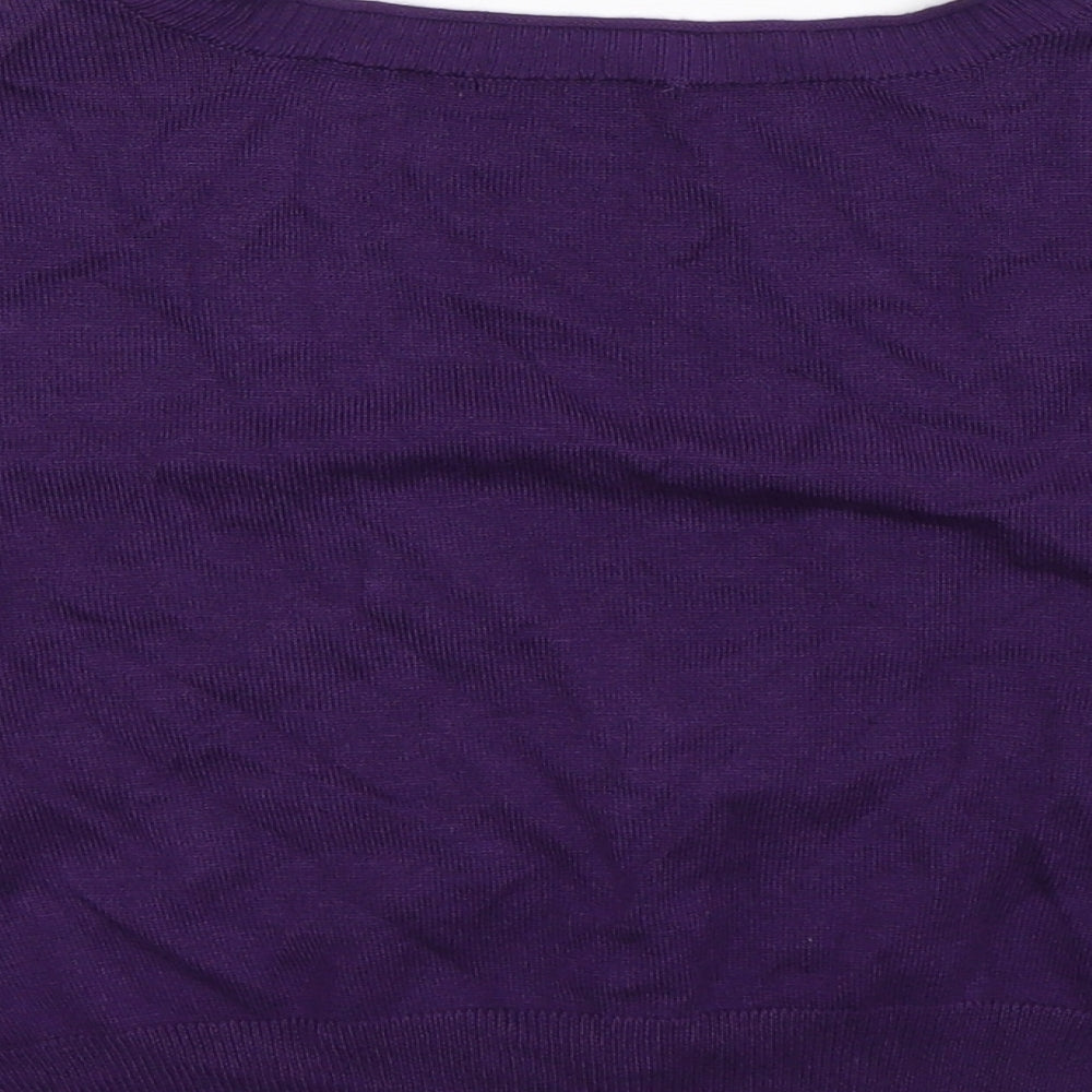 Laura Scott Womens Purple Knit Cardigan Jumper Size M
