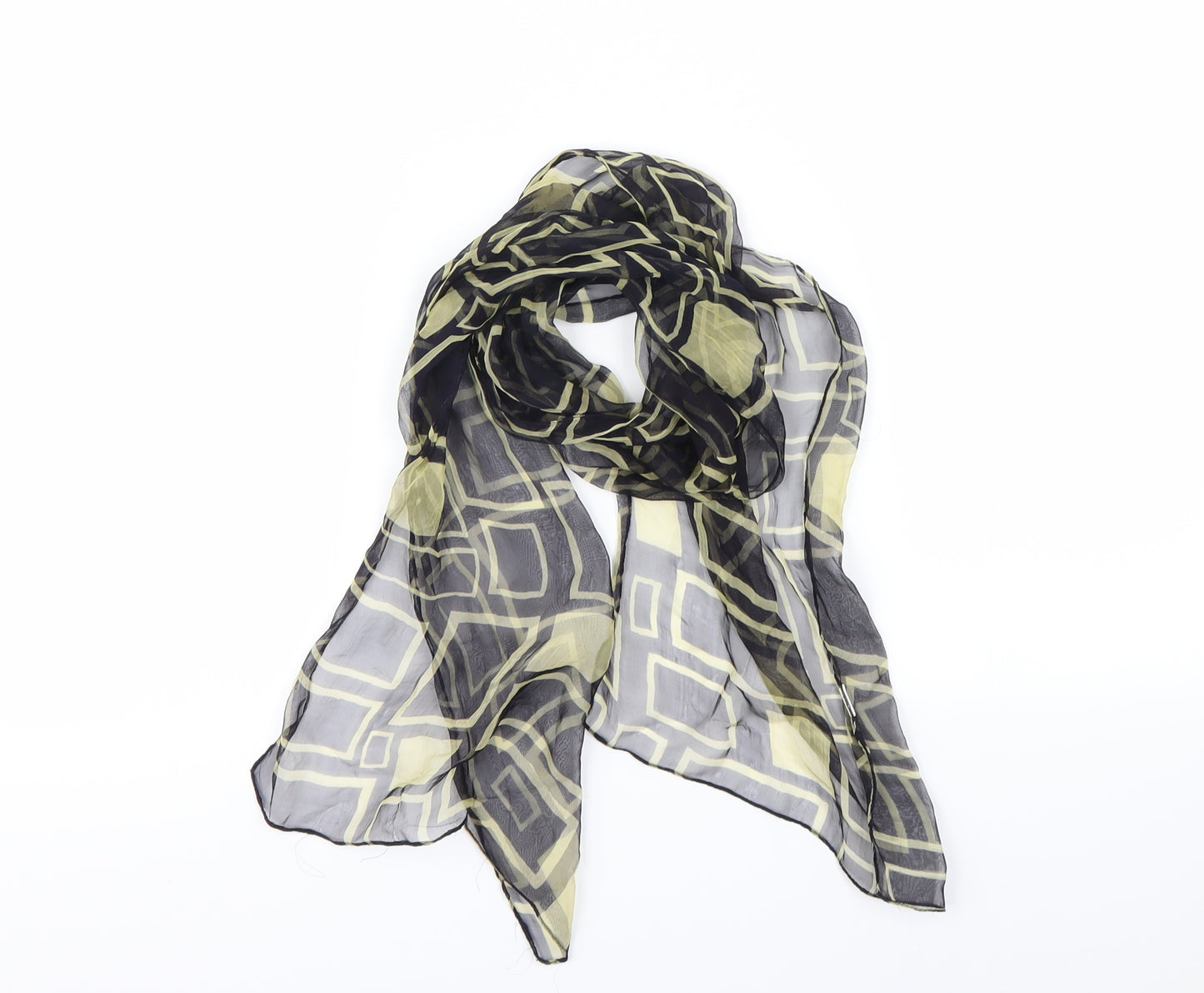 Preworn Womens Black Geometric Scarf