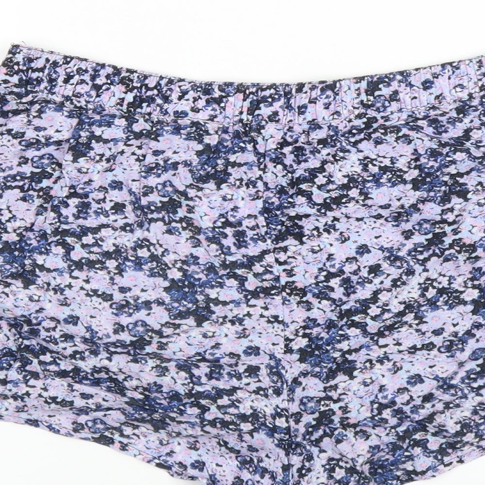Divided by H&M Womens Blue Floral Hot Pants Shorts Size 10