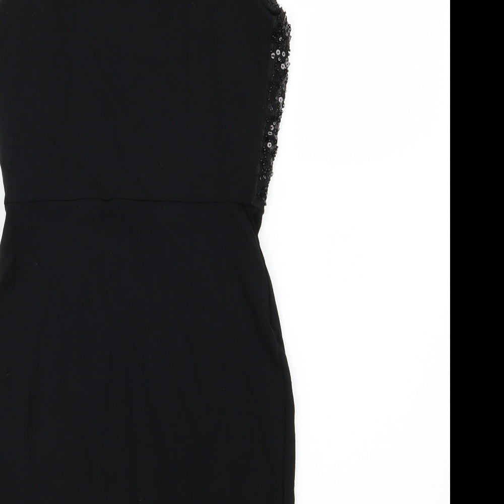 H&M Womens Black Jersey Pencil Dress Size 4 - Sequin