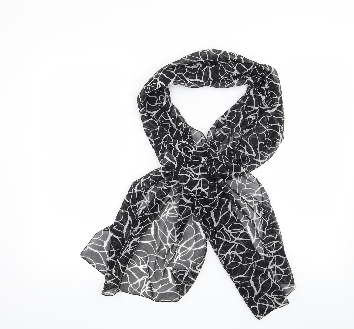 Preworn Womens Black Geometric Scarf
