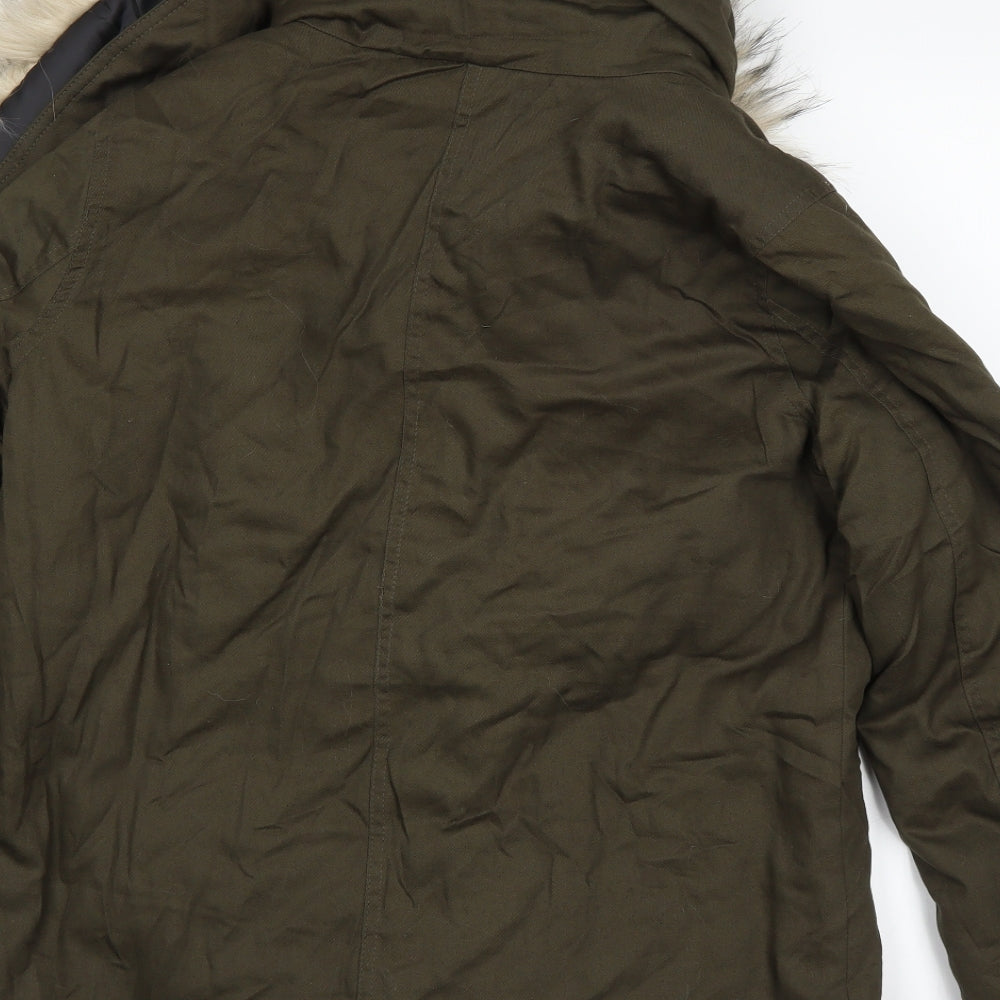 New Look Womens Green Parka Coat Size 10