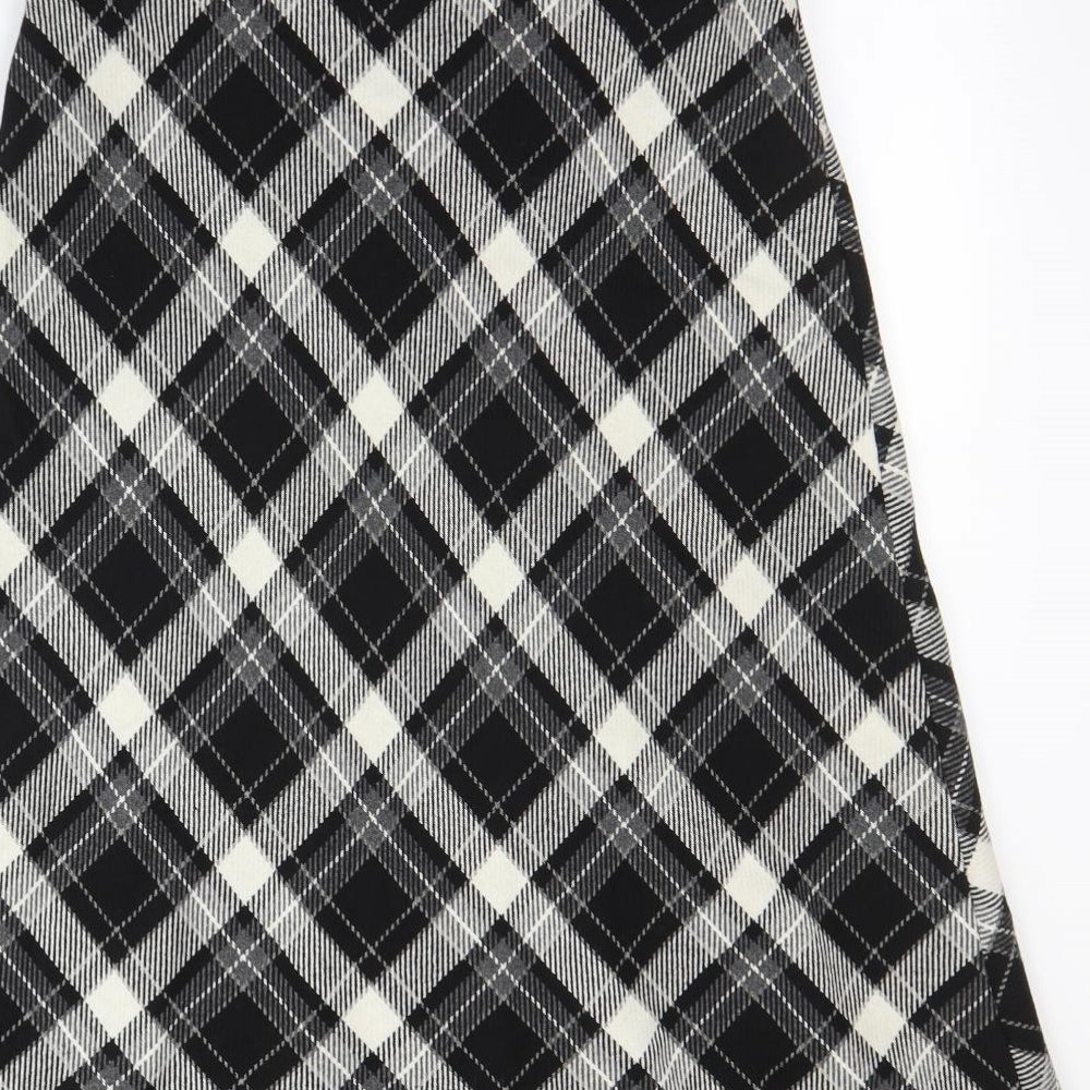 m&s Womens Black Check Maxi Skirt Size 10