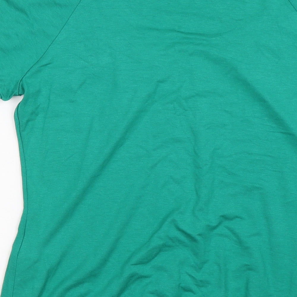 H&M Womens Green Satin Basic T-Shirt Size 8