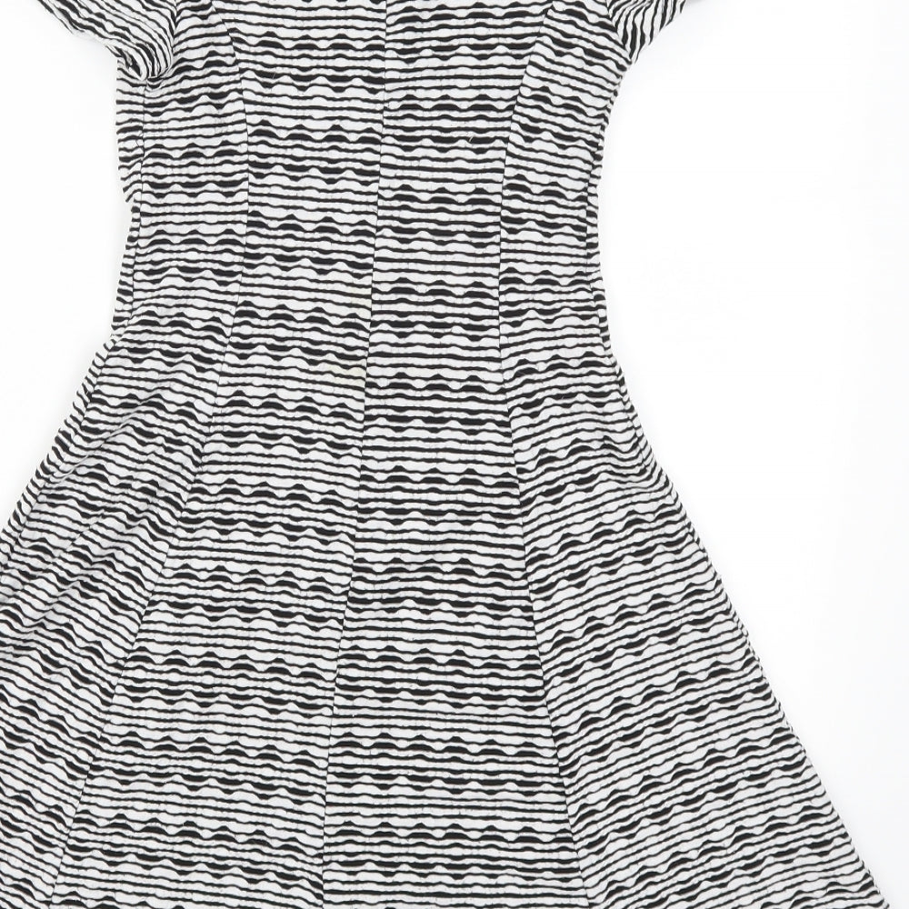 New Look Womens Grey Striped Skater Dress Size 6