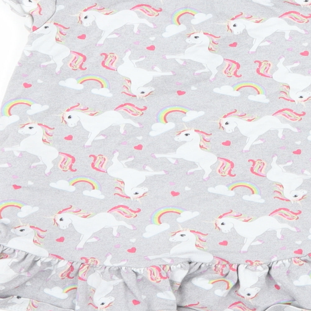 F&F Girls Grey T-Shirt Dress Size 18-24 Months - Unicorn