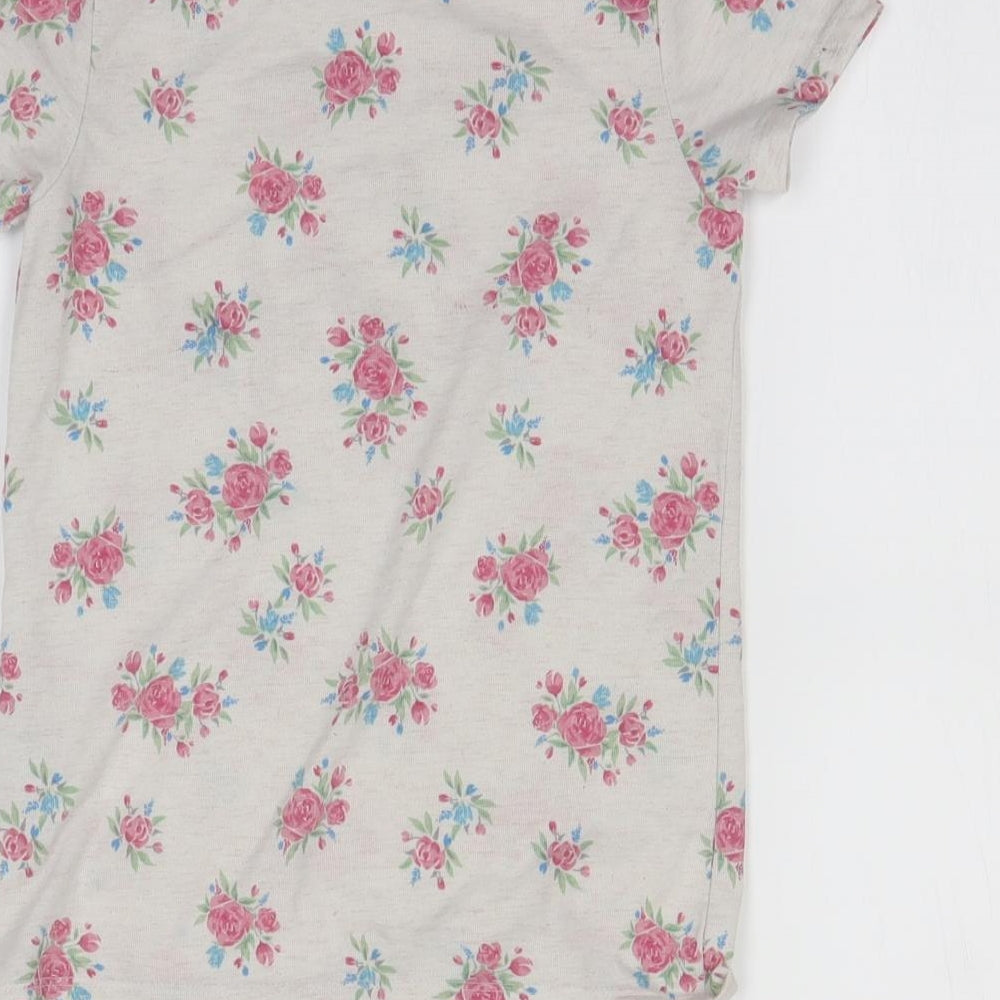 Primark Girls Beige Floral Basic T-Shirt Size 8-9 Years